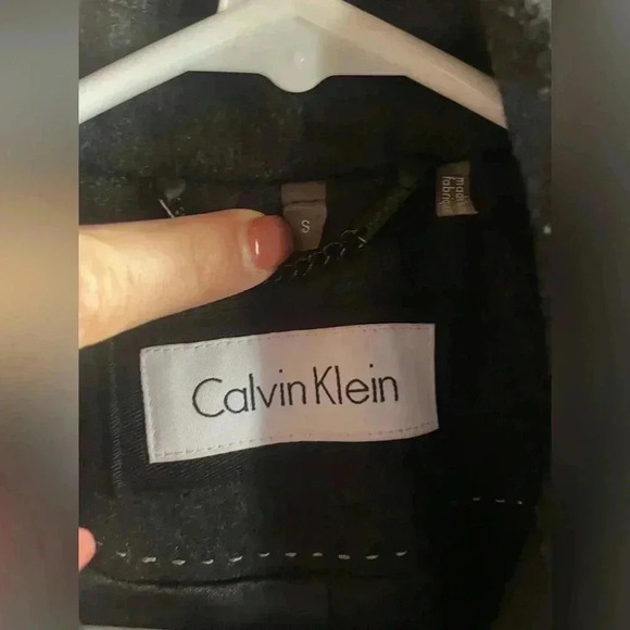 Calvin Klein women’s charcoal gray/black double breasted wool coat size small - Picture 11 of 11